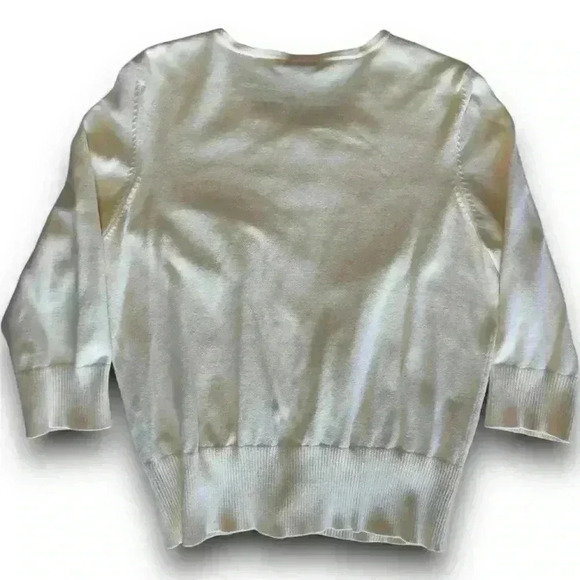 vtg Faded Glory embroidered beaded spring yellow cardigan sweater 3/4‎ sleeves m - Picture 5 of 10